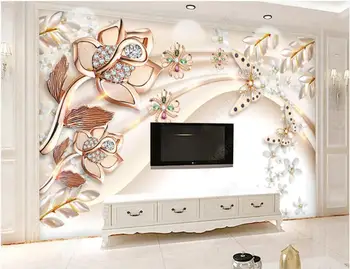 3d фотообои на стената Модерни и луксозни бижута коприна украса за дома, Луксозни тапети за спалнята боядисване стени