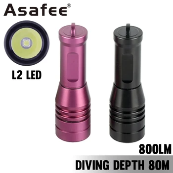Asafee Силна лампа L2 led мини-фенерче за гмуркане 800LM 14500 батерия гмуркане на 80 м. подводен фенер за гмуркане