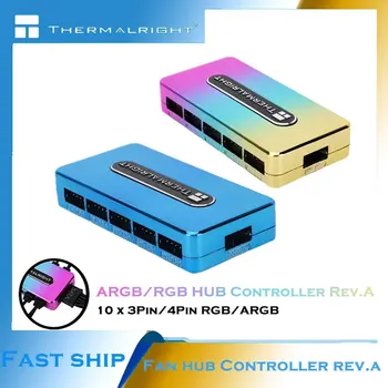Thermalright RGB M/B SYNC Фен светлинното hub, захранване SATA, 10x3Pin/4Pin ARGB/RGB контролер Rev.A