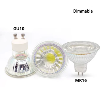 MR16 GU10 COB led светлината на прожекторите 5 w. с регулируема яркост стъкло корпус се прилага за изследване на кухня
