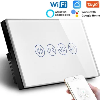 Стандартен умен wifi AU/US, двоен ключ брезенти за затвора, стъклен панел на смяна на сензорен екран, съвместим Alexa и Google Home