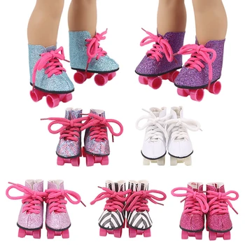 Кукла, ролери и обувки с пайети, кънки за 18-инчовата кукольной дрехи, аксесоари 