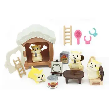 Кавайный набор от играчки с хомяками, увеселителен парк с животни, миниатюрен куклена къща, аксесоари, домашни любимци за дома Барби, подарък за момичета