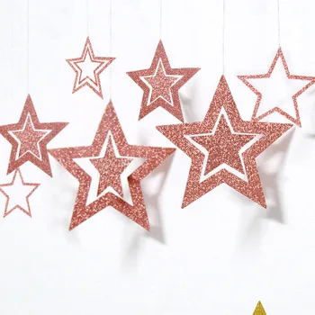7 бр./компл. Цветни хартиени гирлянди от звезди, монтиран на стената е куха висулка, окачен детски честит рожден ден, детски душ, сватбени декорации