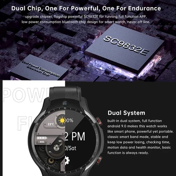 Смарт часовници мъжки 1,6-инчов HD екран, Android 9,1 GPS Smartwatch 4G 128G ROM 800mAh двойна система за наблюдение на сърдечната честота Spo2 смарт часовници
