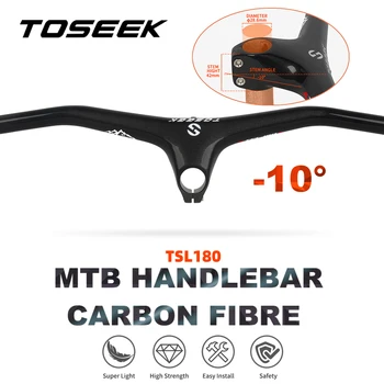 TOSEEK TSL180 Мтб въглеродни влакна волана и стволови -10 градуса Интегриран въглеродни влакна, Ширина колоездене на волана 780 мм-70/80/90/100/110 мм