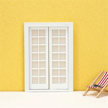 1 комплект 1:12 куклена къща миниатюрна бяла врата 28 окото двойна модел врати Материал 