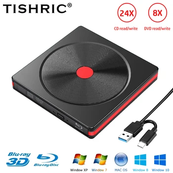 TISHRIC ODD HDD Устройство ПОП Мобилен Външен DVD-RW USB 3.0 Type C кабел DVD RW CD-Карти Плейър Оптични Дискове За Преносими КОМПЮТРИ