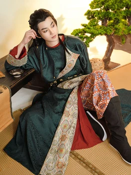 Оригинално аутентичное рокля с кръгло деколте епохата на династията Тан, пролетно-есенен костюм от епохата Хан, мъжки и дамски не е древна облекло