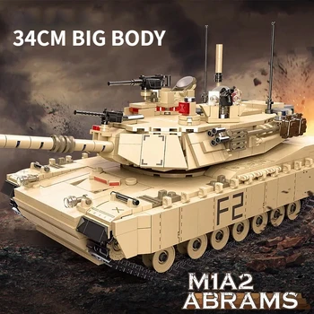 1389 БР. WW2 Военен M1A2 Abrams на Основния Боен Танк Строителни Блокове Армейское Оръжие Протектори на Гуми Танкове Тухли за Детски Играчки, Подаръци