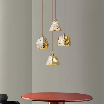 Висящи лампи Wabi-sabi, дизайнерски циментов окачен лампа за хранене, малка странична масичка, интериор на кафе-бар, осветление, модерни японски осветителни тела за дома