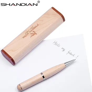 Дървена химикалка писалка SHANDIAN с подарък скоростна usb флаш памет pendrive 4 GB 8 GB 16 GB 32 GB memory stick U диск, 1 бр. безплатен потребителски лого