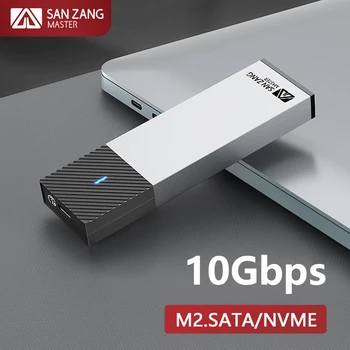 SANZANG USB 3,2 М. 2 SSD Външен Корпус SATA NGFF NVMe Корпус Type C M2 Твърд Диск Твърд Диск HD Кутия За Съхранение за вашия КОМПЮТЪР Компютър