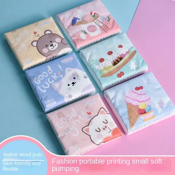 Сладък малък пакет салфетки с анимационни печат, розови салфетки, сърце до сърце, хартия за носа шалове, кърпа за лице