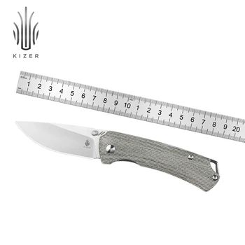 Тактически нож Kizer T1 V3490C1 2022 Нова зелена дръжка от микарты със стоманени остриета 154 см Джобни ножове с шипом за палеца