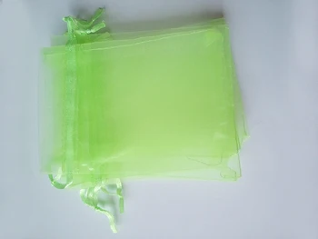 1000шт 15*20 Зелени подарък пакети за бижута/сватба/Коледа/на рождения ден на Торбички от Органза с дръжки Опаковка Прежда чанта
