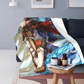 Одеяло с шарките на Чайлд Дженшин, фланела, пролетно-есенна игра, аниме, многофункционално одеало, покривка за дивана, за пътуване
