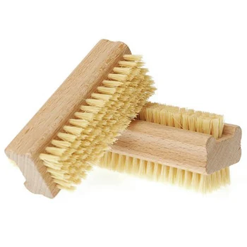 Двустранен четка за почистване с бамбукова четка, инструмент за маникюр с шевове за пръсти, четка за нокти от сизал