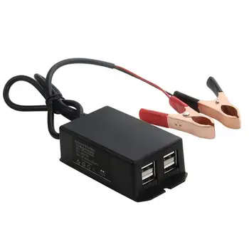 Автомобилен мотор USB hub, зарядно устройство за телефон, конвертор за постоянен ток със скоба за батерия, 4 USB порта, адаптер за захранване