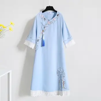 Негабаритная традиционната китайска облекло, рокля с бродерия, женски комплект големи размери, лято 2023, модерен комплект с пола, голям