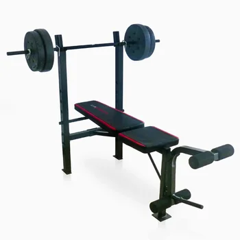Регулируема сила стандартна комбинирана пейка за претегляне с поставка и удлинителем за краката с тегло 90 кг. Набор от винил утяжелителей