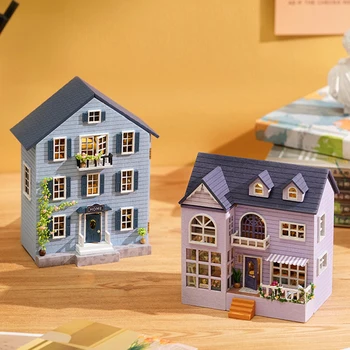 НАПРАВИ си сам дървена мини миниатюрни строителни набор от Куклени къщи Предмети с мебели Леки ръчно изработени играчки за момичета и момчета Коледни подаръци