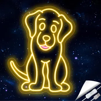 Куче Неонова реклама за Декора на Стените Кученце Вечерни Украса Куче Рожден Ден Доставка на Неонови Лампи за Спалня Led Табели с Захранван от USB