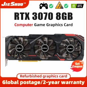 JIESHUO RTX3070 8GB GPU графична Карта 256-Битова GDDR6 RTX3070 8G Поддържа Настолни Компютърни Игри Office или Mining RTX 3070