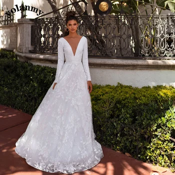 YOLANMY 2 Бляскава сватбени рокли за сватба с аппликацией Vestido De Casamento по индивидуална заявка