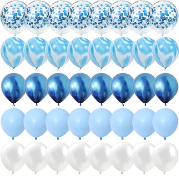 40 бр., синьо комплект, агатовые мраморни топки, сребърен на топка с конфети, сватба, Св. Валентин, детски душ, украса за парти по случай рождения ден