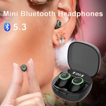 TWS Мини Слушалки Невидими Мини Bluetooth Слушалки 5.3 Слушалки Безжични Слушалки за HI-FI Стерео намаляване на шума за iPhone