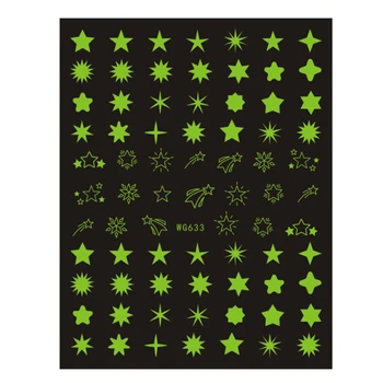 10 бр., звезди, Луна, светещи цветни стикери за нокти, 3D артистичен дизайн, стикери за нокти, аксесоари за нокти, декорации