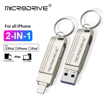 USB 3.0 Флаш памет За всички iPhone/ipad 2 В 1 Флаш памет Memory Stick 64 GB 128 GB, 256 GB Метален Стик Безплатна Доставка