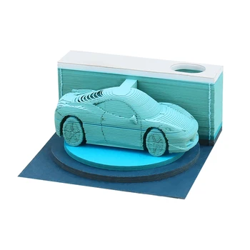 Omoshiroi Блок 3D Бележник Модел Автомобил 155 Листа от Бележник Кубчета Нелипкие Сам Хартия Сувенири За Гости Подарък За Нова Година