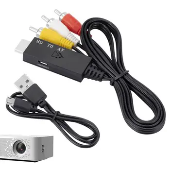 AV адаптер, кабел за стар телевизор, видео адаптер от един мъж към мъж, 1-посочен предавател на AV-кабел, аудио конвертор за 1080P