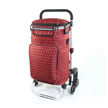Висококачествена сгъваема чанта за количка за пазаруване, преносим кош за пазаруване на 6 колела