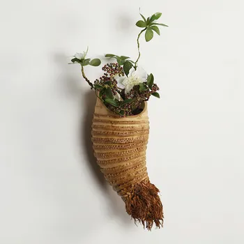 Ръчно монтиране на бамбуков корен на цвете устройство ретро чаена церемония декорация на всекидневна договореност за да изсъхне на ваза