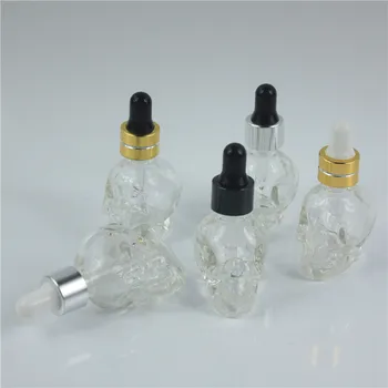 20 бр/лот, 8 мл, стъклена бутилка-краен във формата на черепа, Стъклена пипета-пипета за етерични масла, лабораторни химикали за ароматерапия, 8 мл