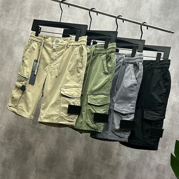 Мъжки къси панталони-карго, работно облекло, с множество джобове, градинска дрехи, ежедневни панталони с ципове, гащеризон, памук, дължина до коляното, MA815