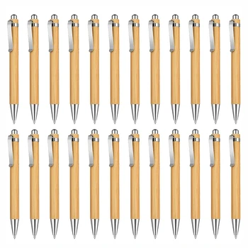 Бамбук прибиращ химикалка писалка, черно мастило, 1 мм, канцеларски материали, химикалки, бамбук химикалка химикалка, дървени химикалки