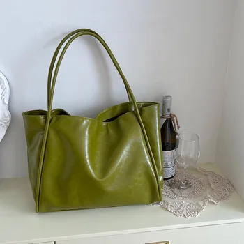 Дамска чанта 2023 Нови летни чанти-тоут в стил колеж, преносима чанта за пазаруване с едно рамо, дамски чанти за памперси