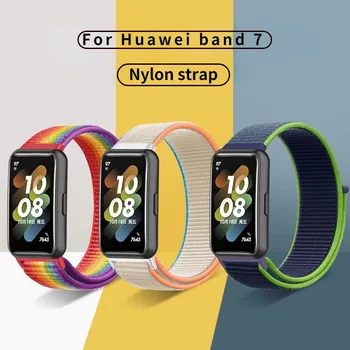 Нов найлонов ремък за Huawei Band 7, спортен тъкани гривна, регулируем маншет за Huawei Band 7, сменяеми аксесоари за часовници