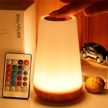 13 Променящ се Цвят Настолна Лампа Нощна Лампа За Спални Сензорен нощна светлина RGB С Дистанционно Затъмняване USB Зареждане Стаен лека нощ Подарък