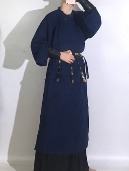 4-Цветна мода от Династията Тан Мин, Халат за баня с кръгло деколте, Мъжки Ежедневни Дълги халати, Костюми Тан, Съвременен Китайски Традиционен костюм Уся