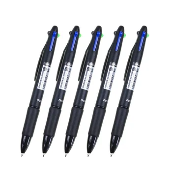 Многоцветни химикалки 4 в 1, богат на функции Прибиращ се дръжка, Тънка точка (0,7 мм), Черни /Червени / Сини / Зелени Мастило