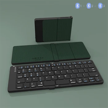 Сгъваема клавиатура Bluetooth, синхронизация с 3 устройства, акумулаторна безжична клавиатура за iPad, таблет, телефон, Windows, Mac, сгъваема клавиатура