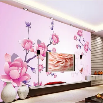 beibehang Бързо се настройва размера на HD 3d стереоскопични тапети за спални-тапети с флорални принтом на фотообоях