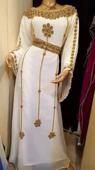Женствена рокля от жоржета, марокански кафтан, Дубайское рокля, индийски национален костюм 56 инча