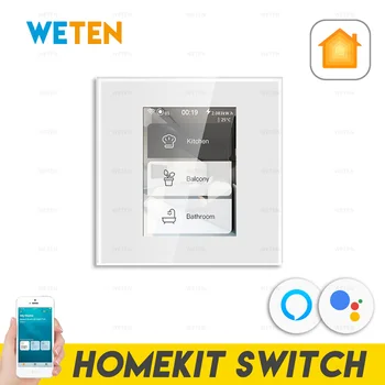 Homekit Умен Wifi Стенен Ключ Светлини, Ключ за Щори, Тъчпад с LCD телевизор, Монитор на потреблението на енергия, Поддръжка на приложения Алекса Google Home
