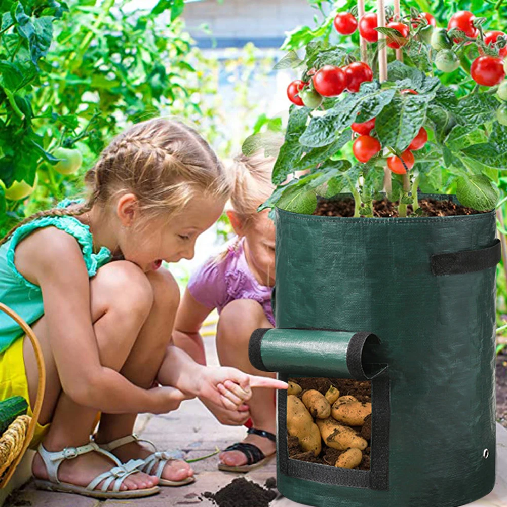 GardenTool Чанта За отглеждане на Картофи PE Торби за Отглеждане на Зеленчуци с Дръжка Сгъсти Чанта За Отглеждане на Зеленчуков Лук Чанта За Растенията на Открито Градински Гърне